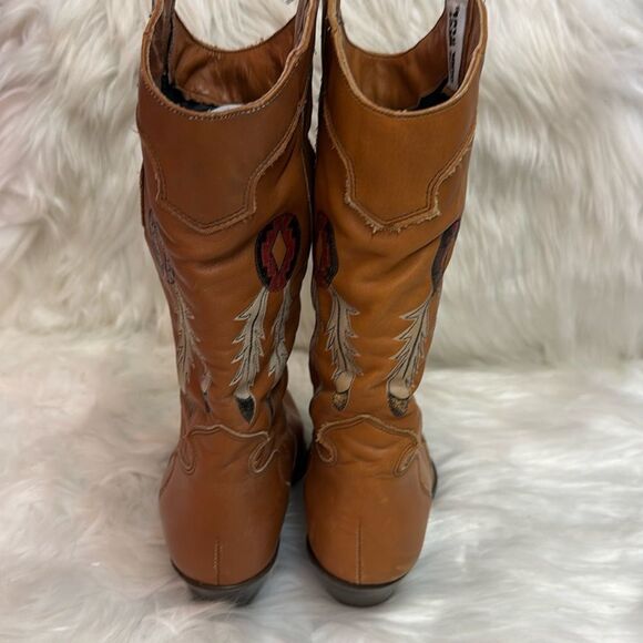 Vintage Real Leather Cowboy Boots Dream Catcher Festival Rave Burning Man A22 - Picture 10 of 15